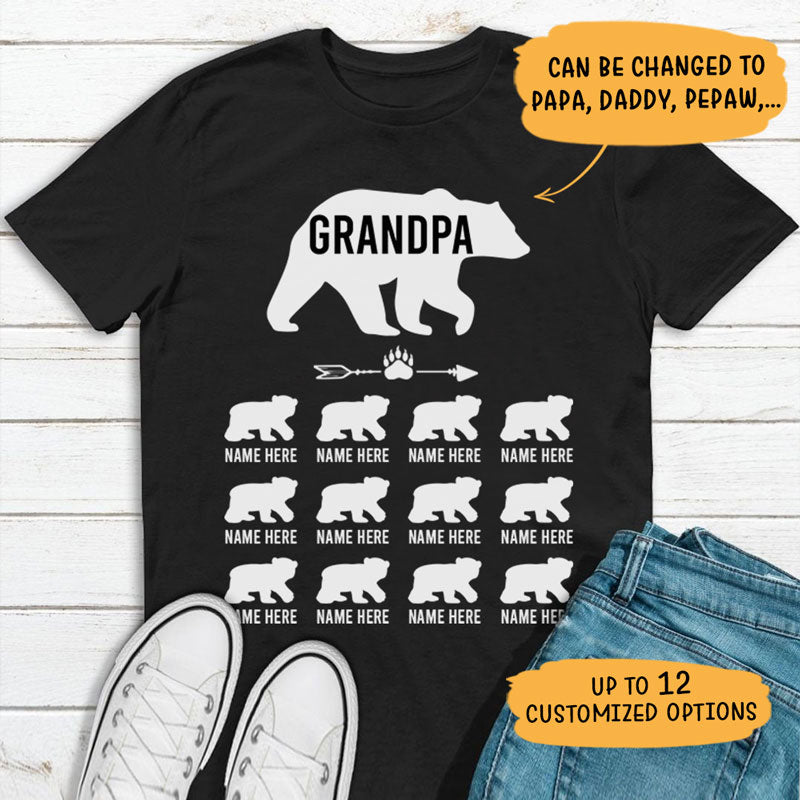 Men's Papa Bear Shirt Grandpa T Shirt Bear Cubs Family TShirt Clan