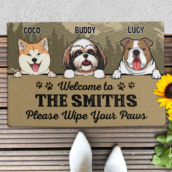 Pawzity Welcome To Our Home Personalized Doormat, Gifts For Pet Lovers,  Brown Front Door Mat