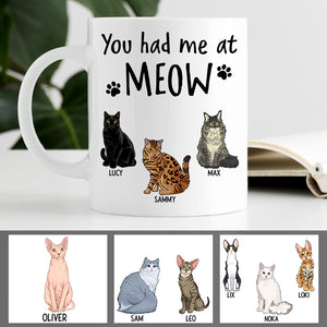 You Had Me At Meow, Personalized Coffee Mug, Custom Gift for Cat Lovers