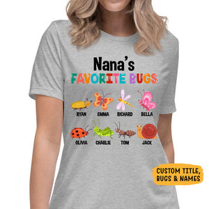 Personalized Favorite Bugs, Personalized Shirt, Funny Family gift for Grandparents