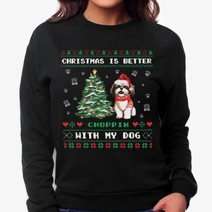 Christmas is better with my dog, Personalized Custom Sweaters, T shirts, Christmas Gifts for Dog Lovers