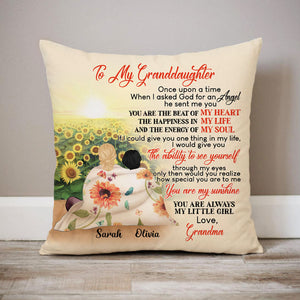 Personalized Gift To Daughter, Granddaughter Sunflower, When I Asked God For An Angel, Custom Pillow