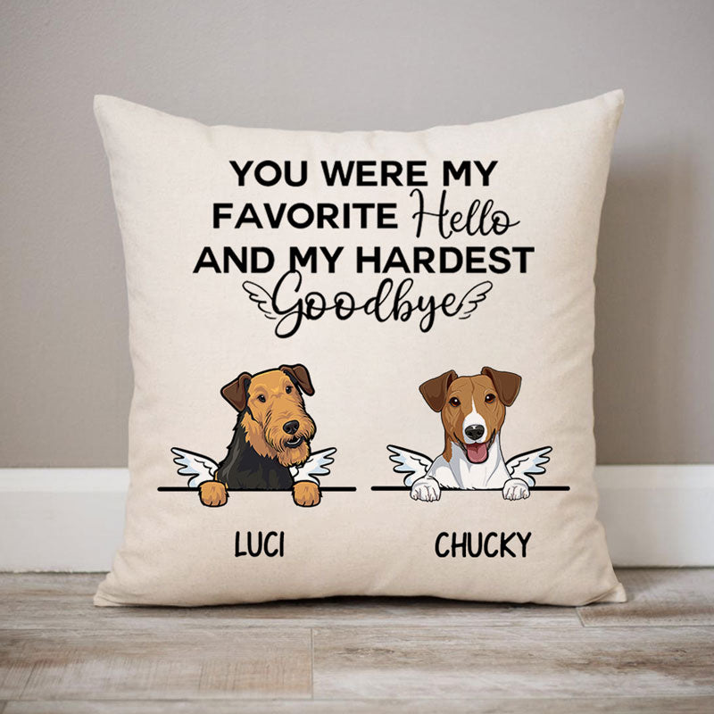 Hello and Goodbye, Personalized Memorial Pillows, Custom Gift for Dog Lovers