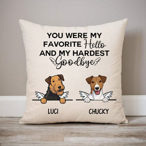 Hello and Goodbye, Personalized Memorial Pillows, Custom Gift for Dog Lovers