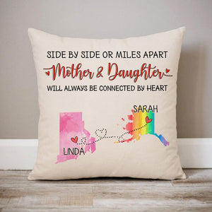 Family will always be connected by heart Long Distance, Personalized State Colors Pillow, Custom Moving Gift