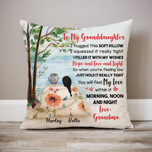 Personalized Gift To Daughter, Granddaughter Lake View, Hugged This Soft Pillow, Custom Pillow