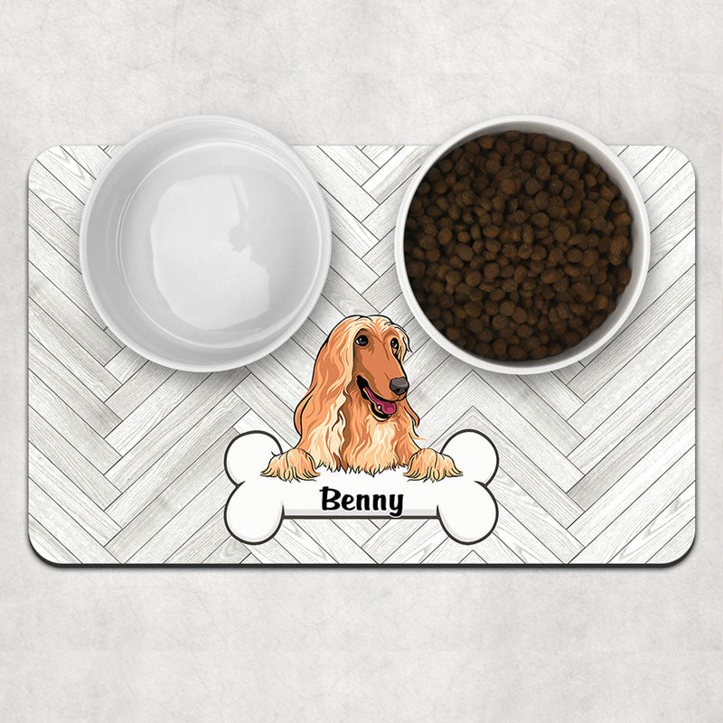 Dog Leopard Background Pet Placemat, Personalized Pet Food Mat