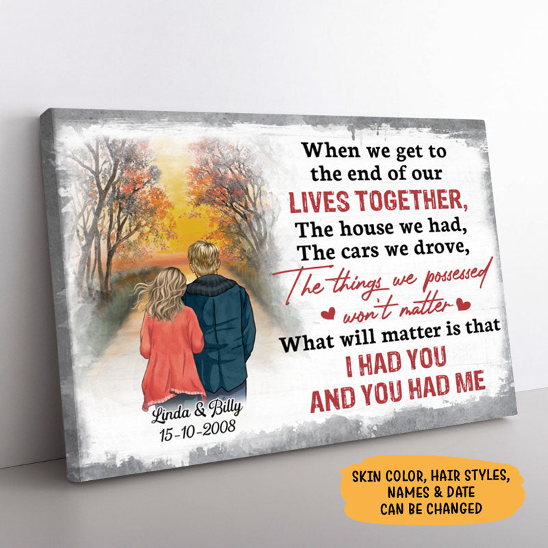 Personalized When We Get To The End Of Our Lives Together Canvas, Sunset, Premium Canvas Wall Art