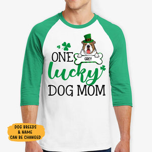 One Lucky Dog Mom, St Patrick's Day Shirt 2021, Personalized St. Patrick's Day Unisex Raglan Shirt, St Patricks Day