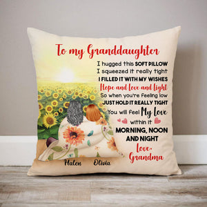 Personalized Gift To Daughter, Granddaughter Sunflower, Hugged This Soft Pillow, Custom Pillow