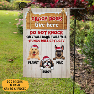 Crazy Dogs, Custom Flags, Christmas Printing Dog Flags, Personalized Dog Decorative Garden Flags