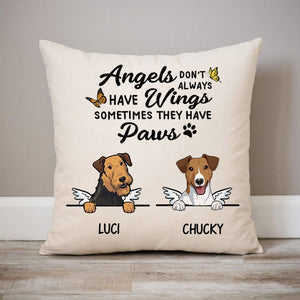 Wings and Paws, Personalized Memorial Pillows, Custom Gift for Dog Lovers