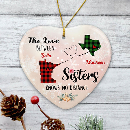 The Love Between Sisters, Personalized State Ornaments, Custom Holiday Gift