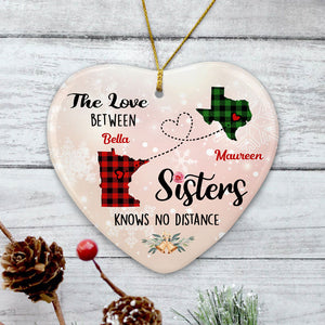 The Love Between Sisters, Personalized State Ornaments, Custom Holiday Gift