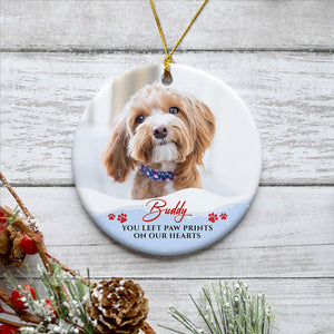 You Left Paw Print, Personalized Christmas Ornaments, Custom Photo Gift, Gift for Dog Lovers, Cat Lovers