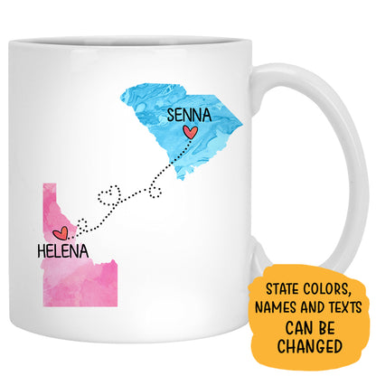 Long Distance Mother and Son Personalized State Colors Coffee Mug, Custom Gift For Mom