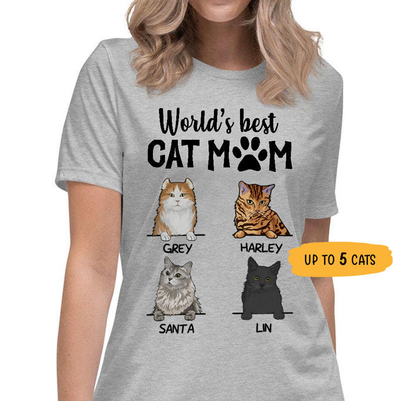 World's Best Cat Mom, Custom Shirt, Personalized Gifts for Cat Lovers