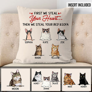Steal Your Heart, Personalized Pillows, Custom Gift for Cat Lovers