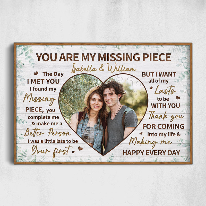 You Are My Missing Piece, Personalized Poster, Anniversary Gift For Couple, Custom Photo