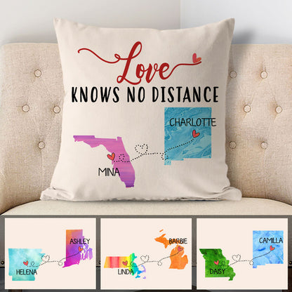 Love knows no distance, Personalized State Colors Pillow, Father's Day gift