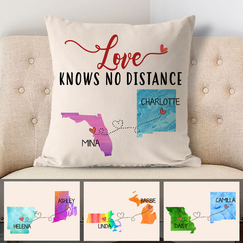 Love knows no distance, Personalized State Colors Pillow, Father's Day gift