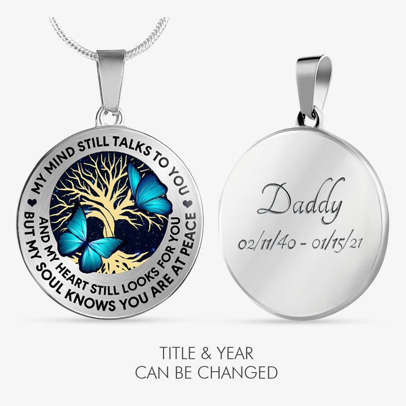 My Mind Still Talks To You, Luxury Picture Necklace, Unique Custom Engrave Circle Pendant
