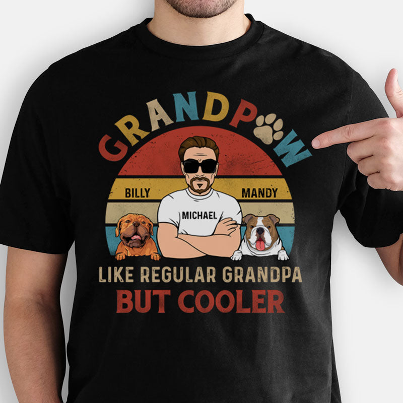Cool Grandpa, Gift for Grandpa, Dark Color Custom T Shirt, Personalized Gifts for Dog Lovers