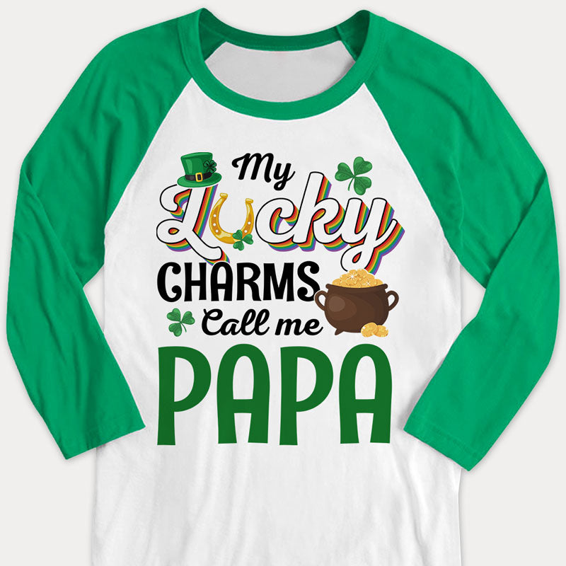My Lucky Charms Call Me, Personalized Unisex Raglan Shirt, St Patricks Day