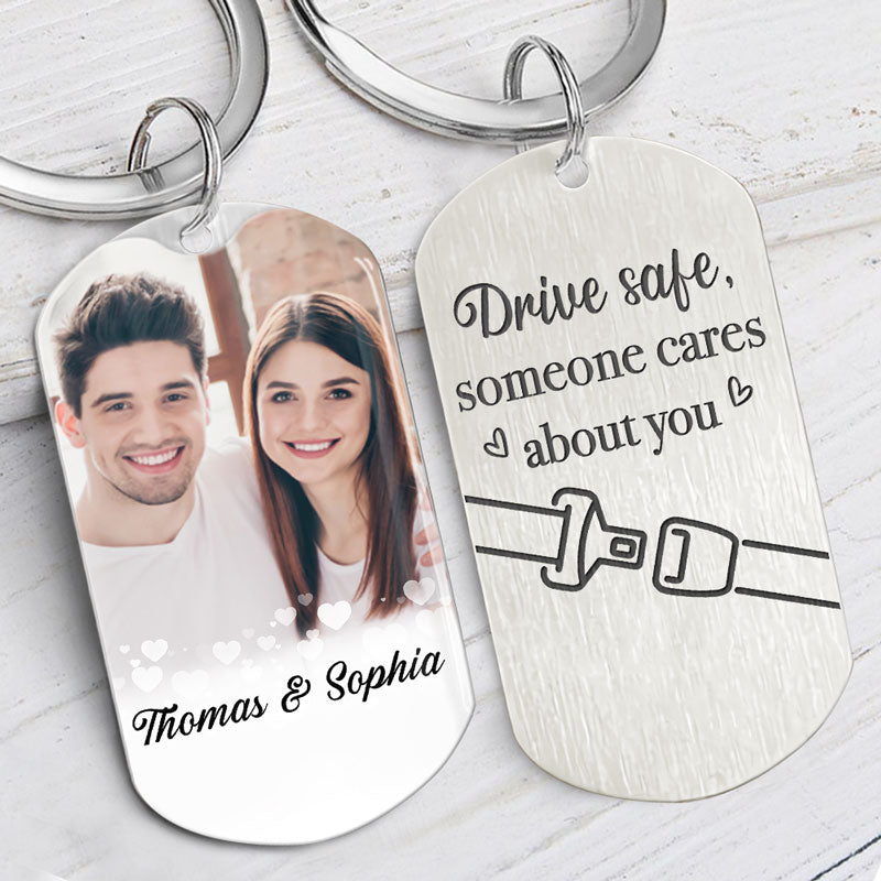 Drive Safe Someone Cares About You, Personalized Keychain, Gift For Him, Custom Photo