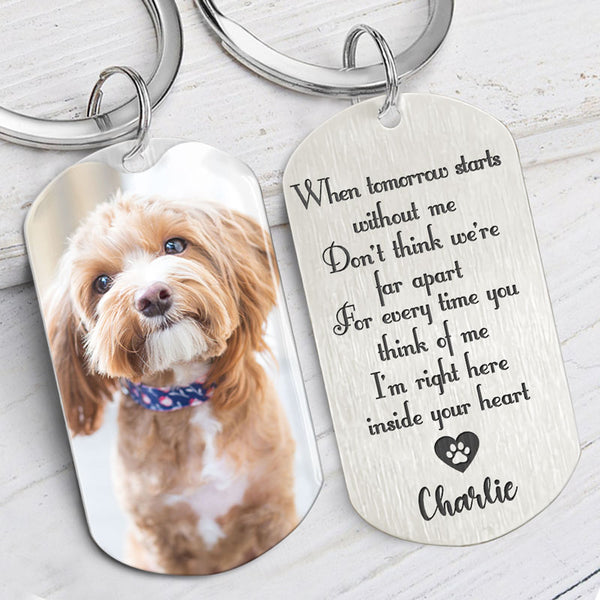 GeckoSG Personalized Couple Gifts 2024, Once by My Side Forever in My Heart Dog Cat Memorial Keychain, No Gift Box / Pack 1