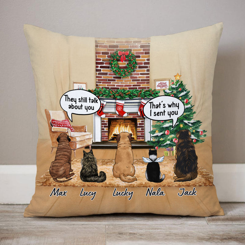 Still Talk About You Memorial Pet Conversation, Christmas Memorial Gift, Personalized Pillow For Pet Lovers