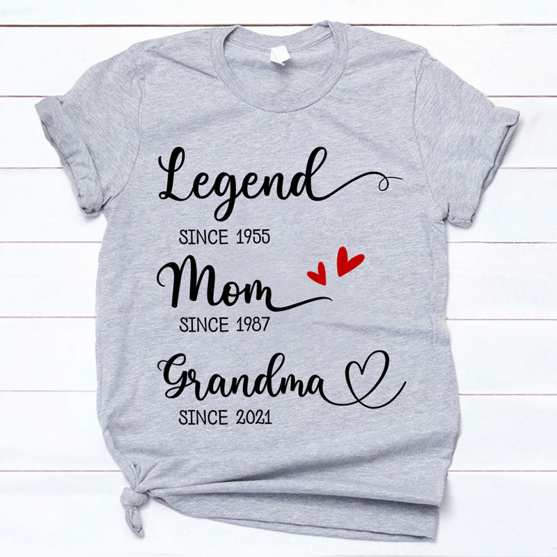 Legend Mom Grandma Since Year, Custom Tee, Personalized Shirt, Funny Family gift for Grandmother