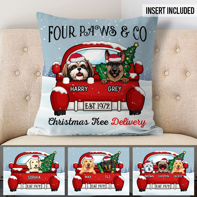 Christmas Tree Delivery, Personalized Pillows, Custom Gift for Dog Lovers