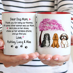 Dog mom Valentine's Day accent mug, personalized gift - Thank you for being our mommy, personalised valentines gifts, two-tone custom coffee mug