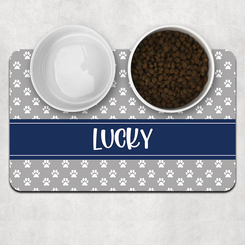 Custom Paw Background Pet Placemat, Personalized Pet Food Mat, Gifts For Pet Lovers