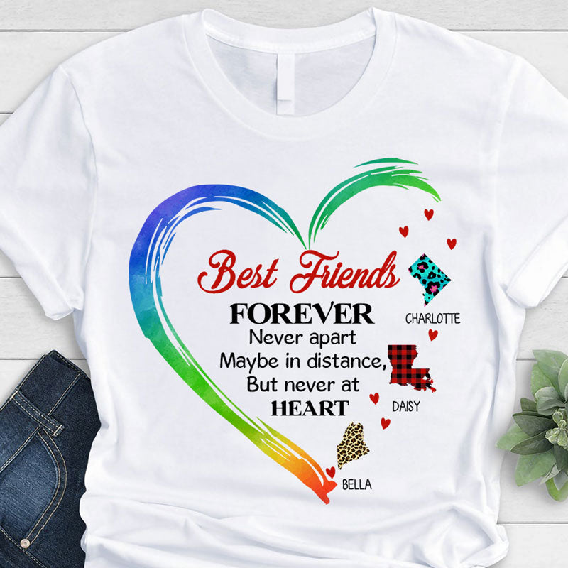 Never Apart Maybe In Distance But Never At Heart, Custom State, Personalized Long Distance Shirt