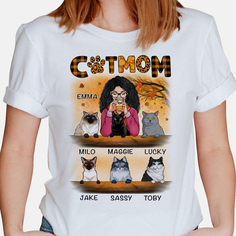 Cat Mom Autumn, Gift For Cat Mom, Custom Shirt For Cat Lovers, Personalized Gift