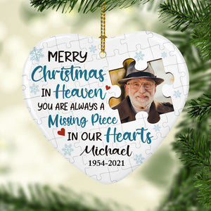 Missing Piece In Our Heart, Personalized Heart Ornaments, Custom Photo Ornament, Custom Memorial Gifts