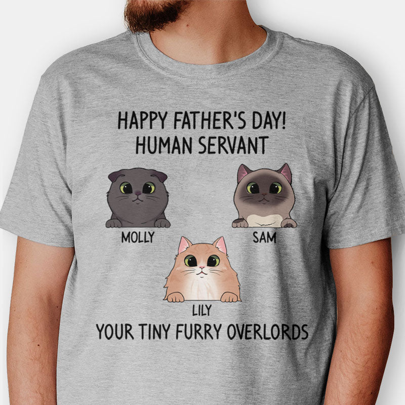 Happy Father's Day, Human Servant, Custom Shirt, Personalized Gifts for Cat Lovers