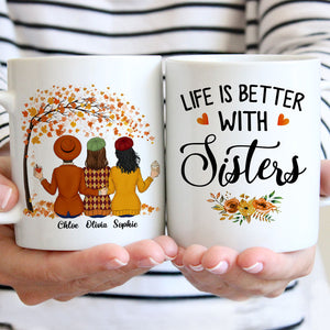Sisters Custom Quotes, Autumn Fall Tree, Personalized Mug, Gift For Sisters