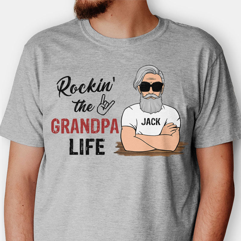 Rockin The Grandpa Life Old Man, Personalized Shirt, Father's Day Gift