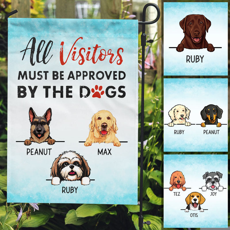 All Visitors Must Be Approved, Custom Flags, Personalized Dog Decorative Garden Flags