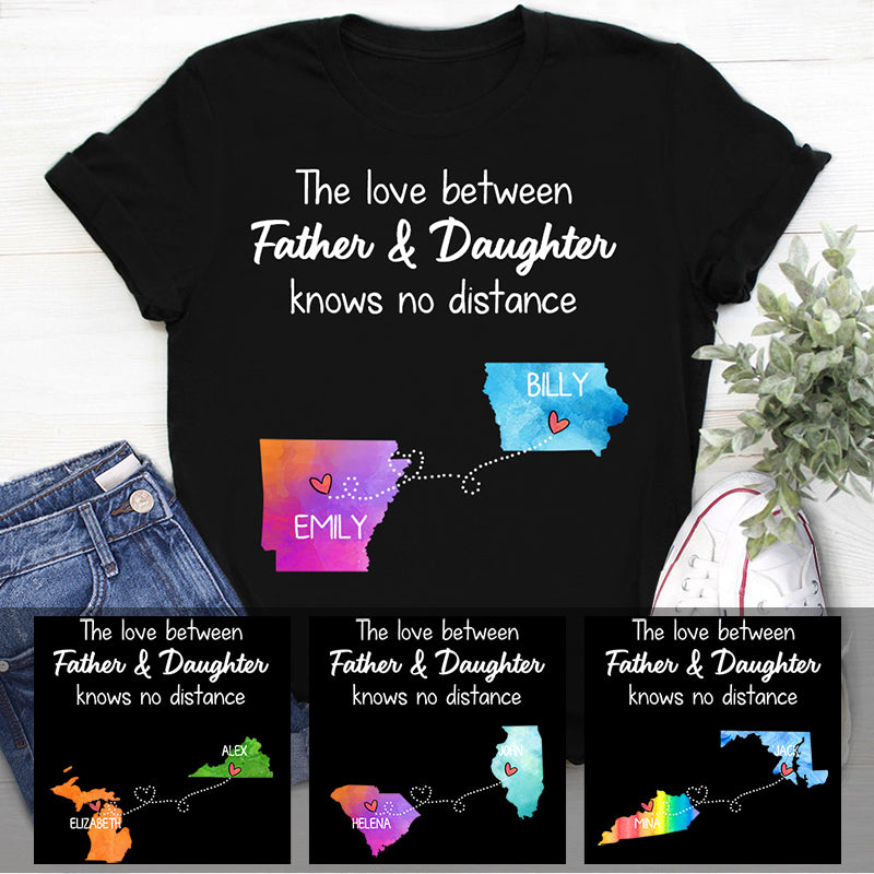 Long Distance Father and Daughter State Colors, Personalized T shirt, Custom Father's Day Gift