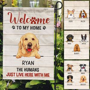 Welcome To Our Home, Custom Dog Flags, Personalized Dogs Decorative Garden Flags