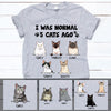 I Was Normal 3 Cats Ago, Custom Shirt, Personalized Gifts for Cat Lovers