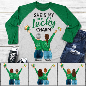 She's My Lucky Charm Personalized St. Patrick's Day Unisex Raglan Shirt