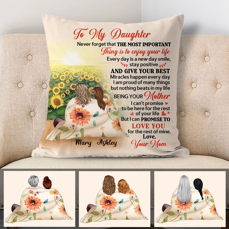 Personalized Gift To Daughter Sunflower, Never Forget The Most Important Thing, Custom Pillow