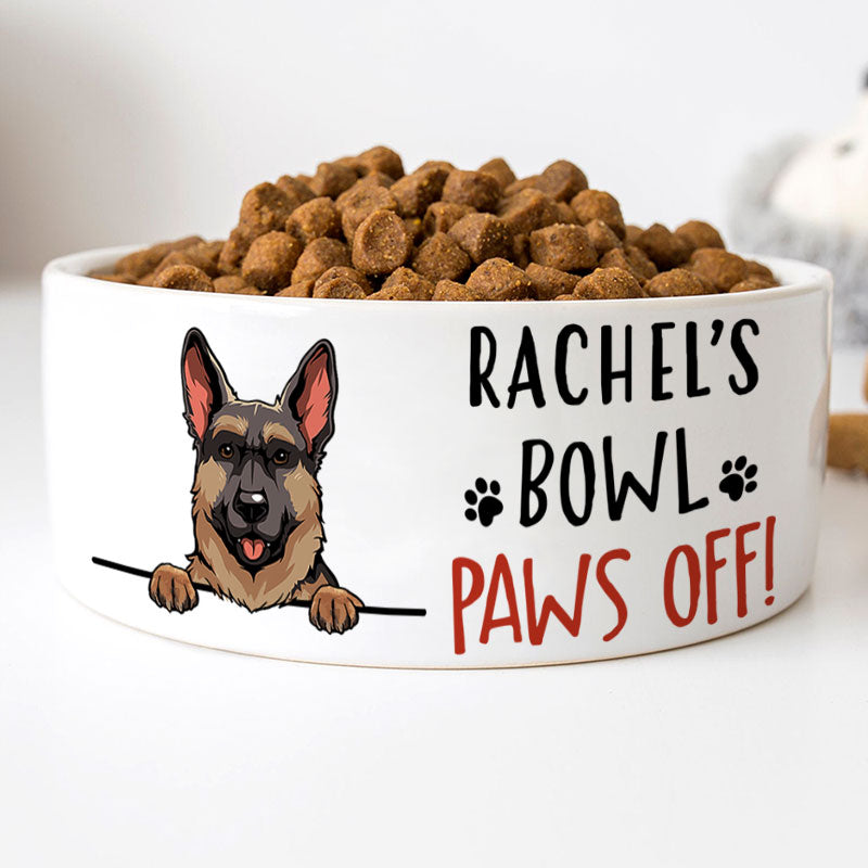 Personalized Custom Dog Bowls, Paws Off, Gift for Dog Lovers