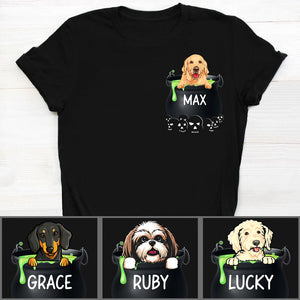 Pocket Custom T Shirts, Halloween Pot, Personalized Gifts for Dog Lovers