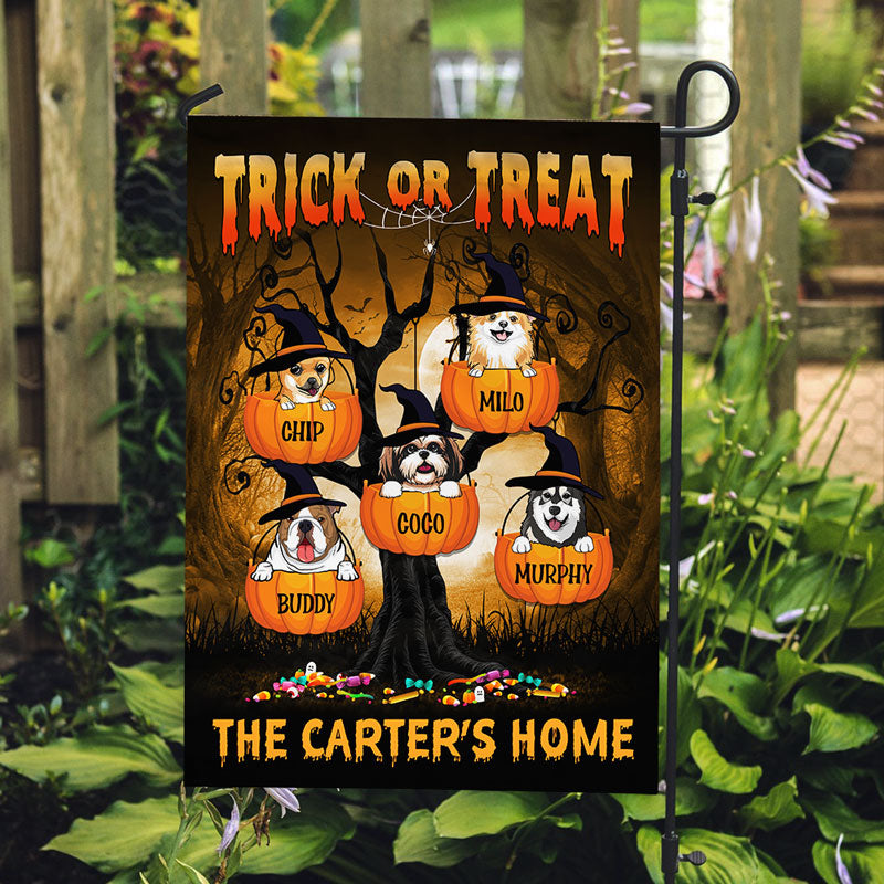 Dog Trick Or Treat, Personalized Garden Flags, Halloween Decoration For Dog Lovers